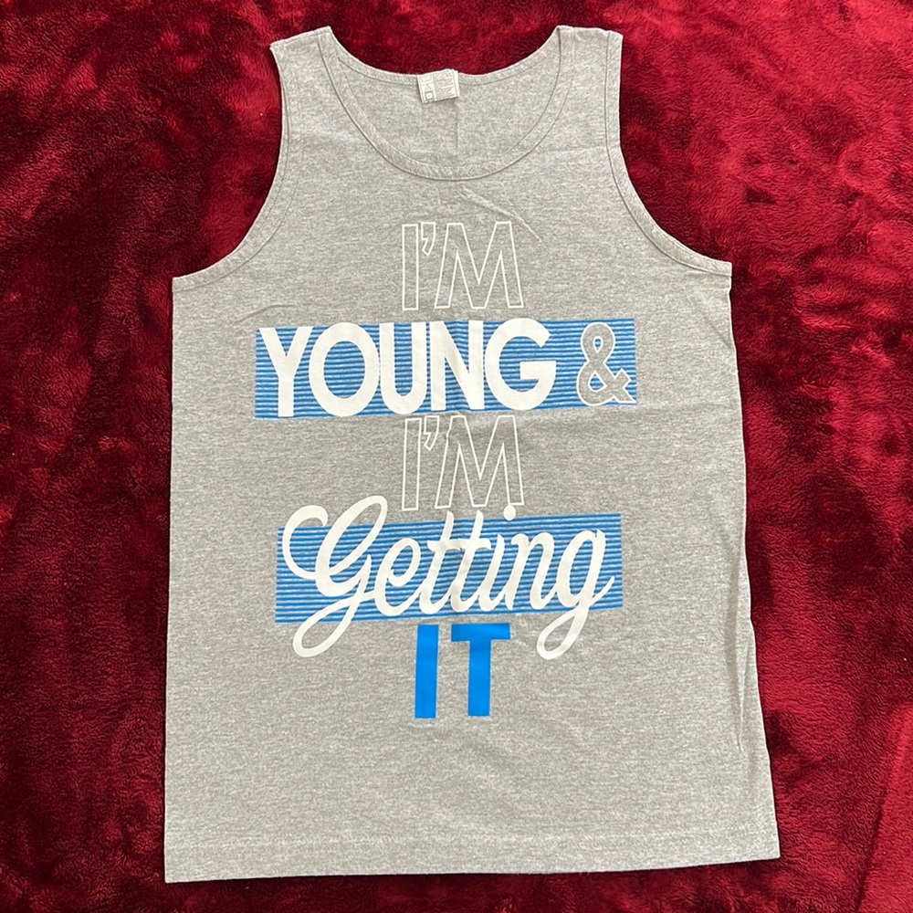 Grey and blue tank top